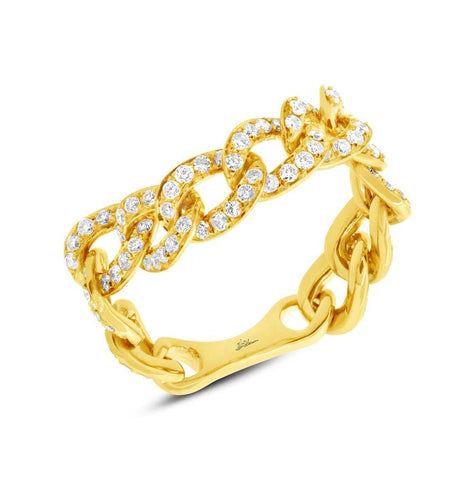 0.62 Ctw 14k Yellow Gold Diamond Chain Ring Size 6.5