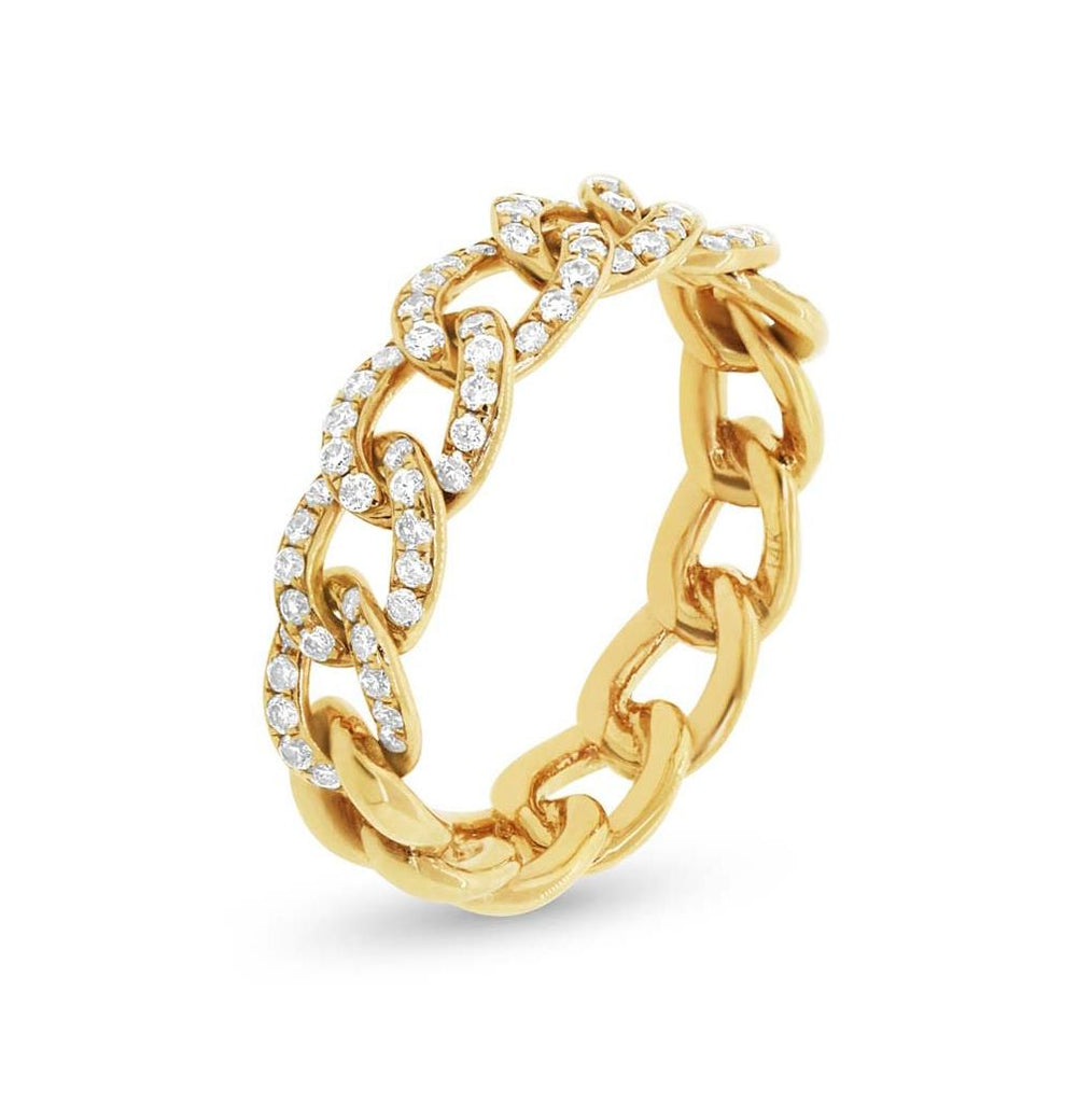 0.41 Ctw 14k Yellow Gold Diamond Chain Ring Size 8.5