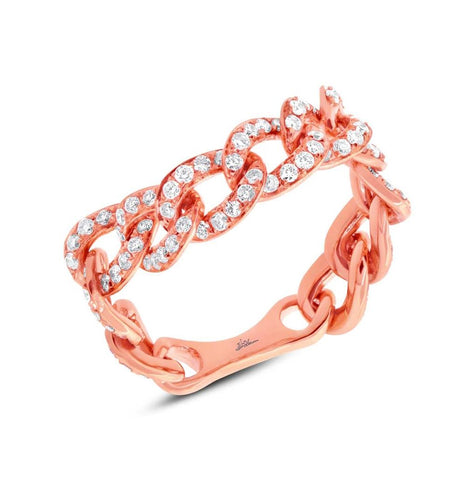 0.62 Ctw 14k Rose Gold Diamond Chain Ring Size 6.5