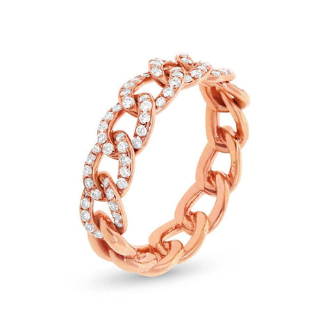 0.41 Ctw 14k Rose Gold Diamond Chain Ring Size 6.5