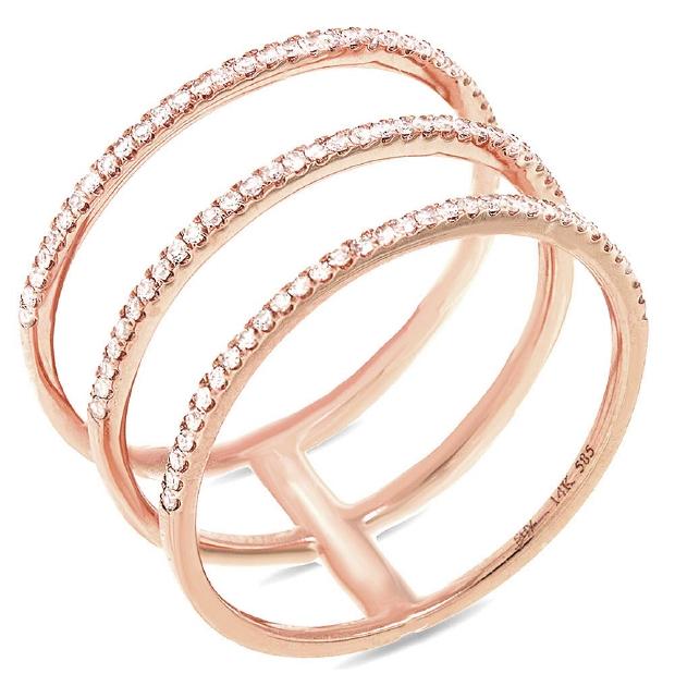 0.28 Ctw 14k Rose Gold Diamond Womens Ring