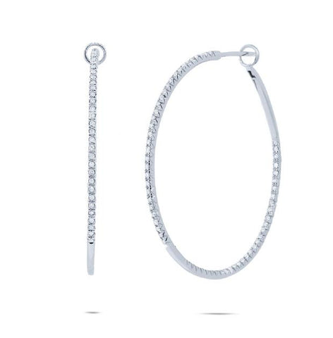 0.70 Ctw 14k White Gold Diamond Hoop Earring