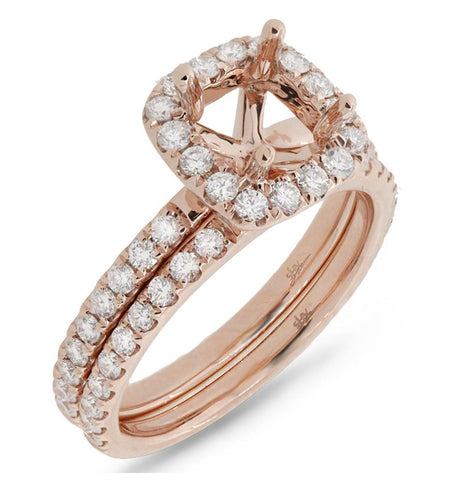 0.92 Ctw 14k Rose Gold Diamond Semi-mount Ring 2-pc