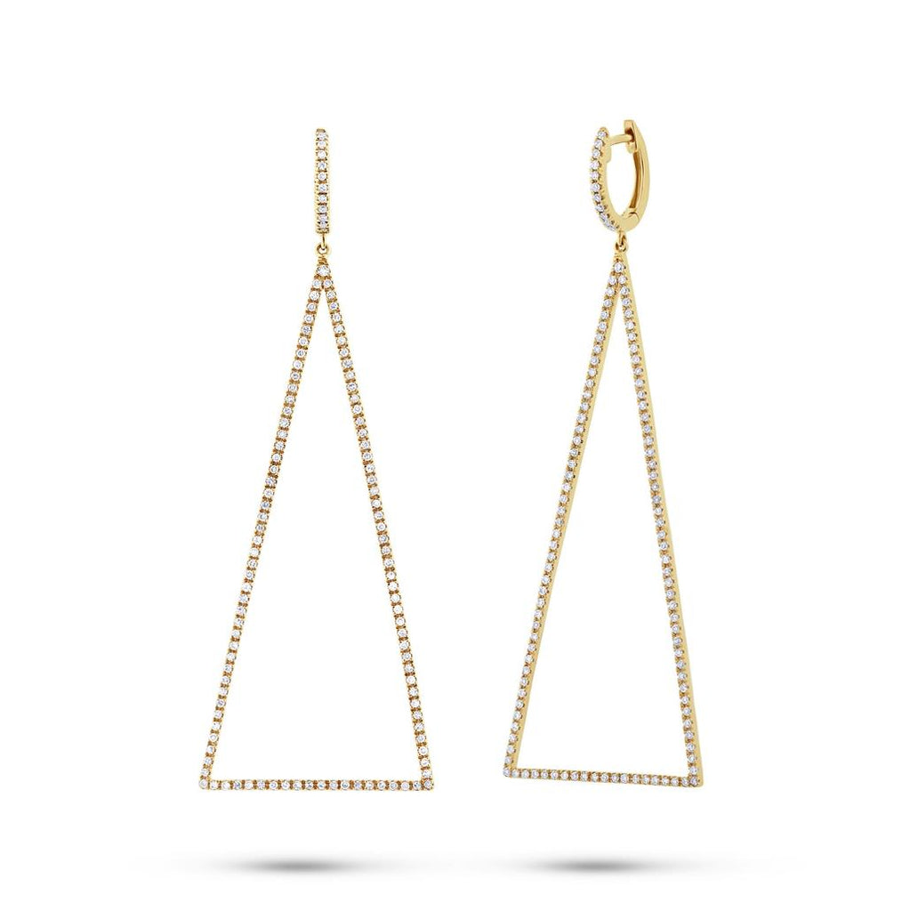 0.81 Ctw 14k Yellow Gold Diamond Triangle Earring