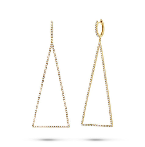 0.81 Ctw 14k Yellow Gold Diamond Triangle Earring