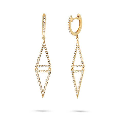 0.49 Ctw 14k Yellow Gold Diamond Triangle Earring