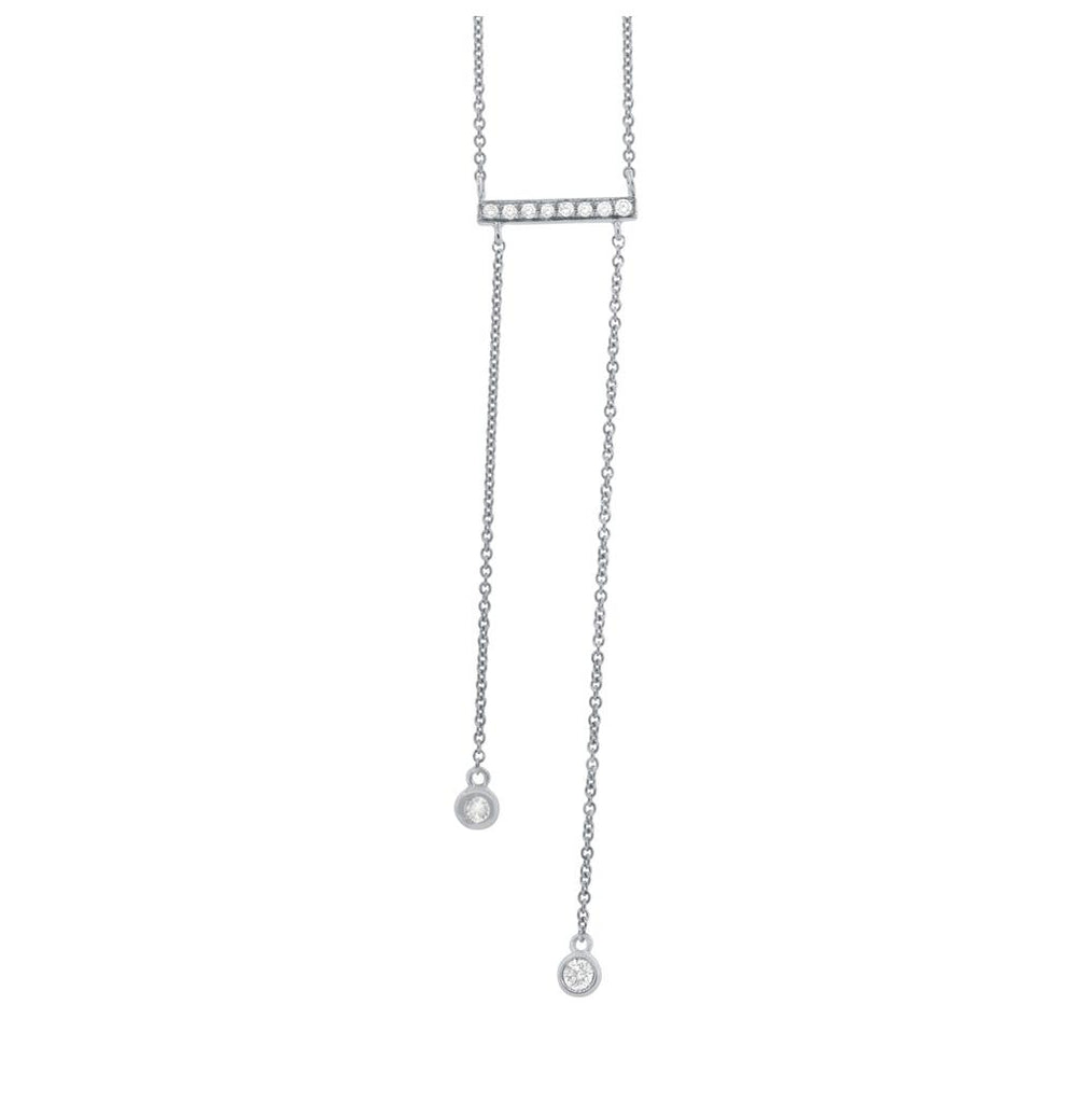 0.15 Ctw 14k White Gold Diamond Bar Lariat Necklace