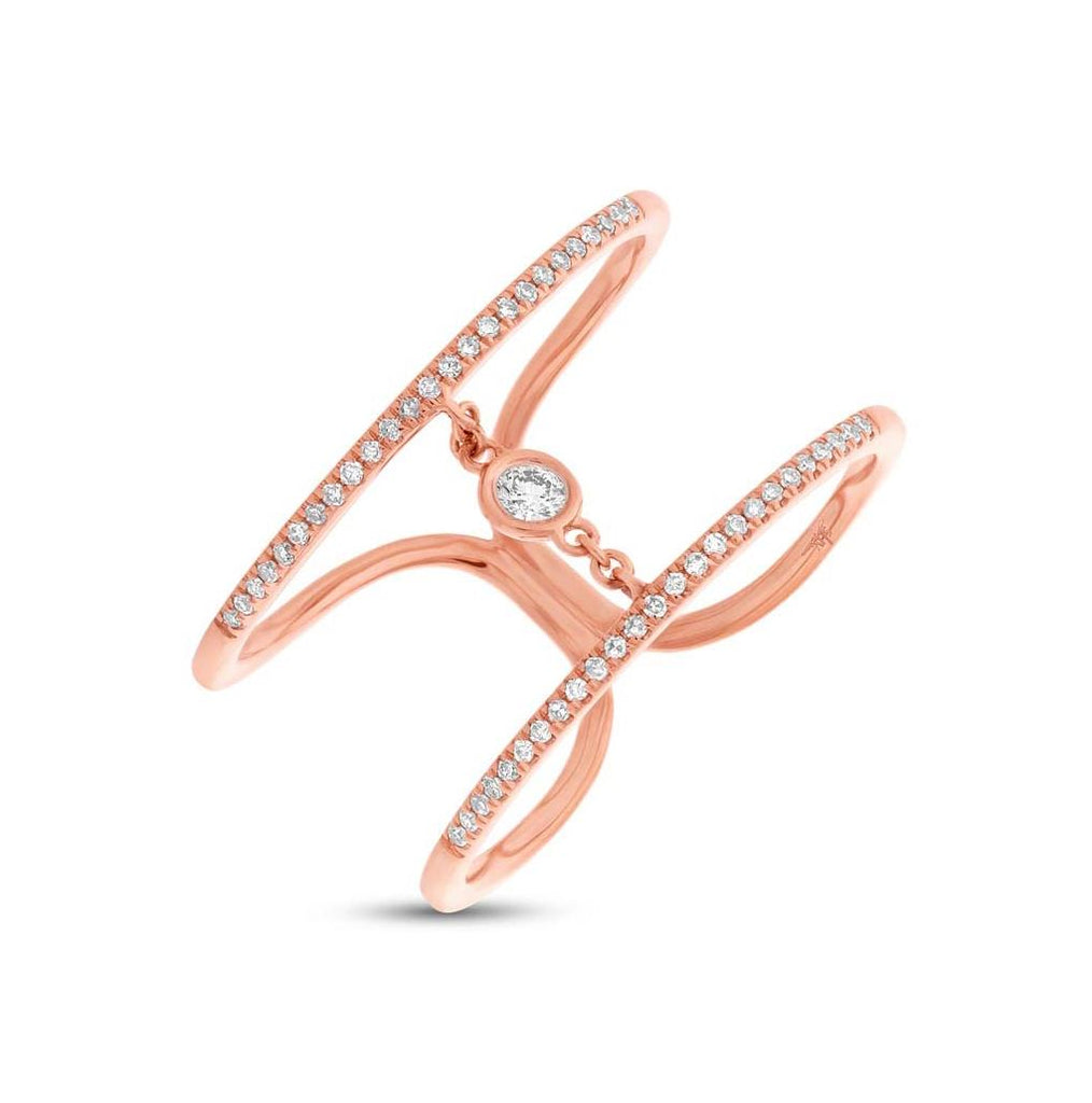 0.24 Ctw 14k Rose Gold Diamond Womens Ring Size 11.25