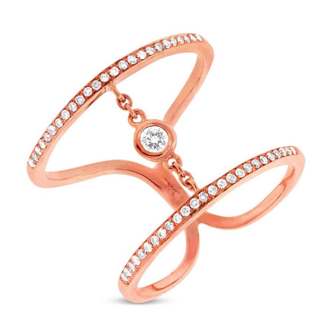 0.24 Ctw 14k Rose Gold Diamond Womens Ring Size 5.5