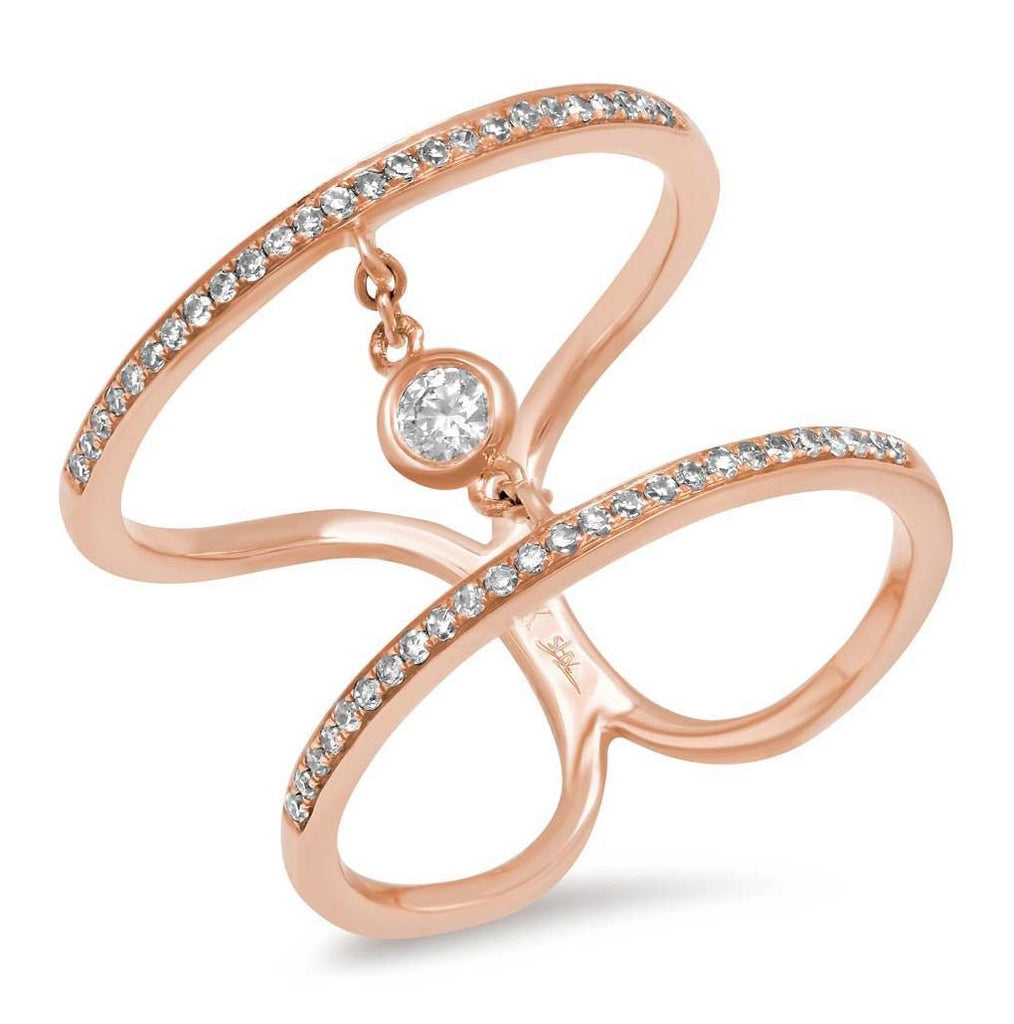 0.24 Ctw 14k Rose Gold Diamond Womens Ring Size 8.5