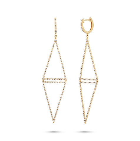 0.89 Ctw 14k Yellow Gold Diamond Triangle Earring