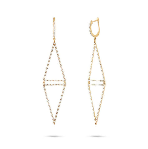 0.98 Ctw 14k Yellow Gold Diamond Triangle Earring