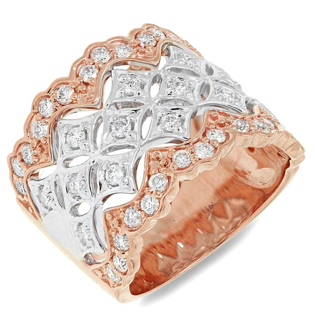 0.83 Ctw 18k Two-tone Rose Gold Diamond Womens Ring