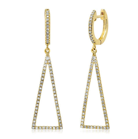 0.43 Ctw 14k Yellow Gold Diamond Triangle Earring