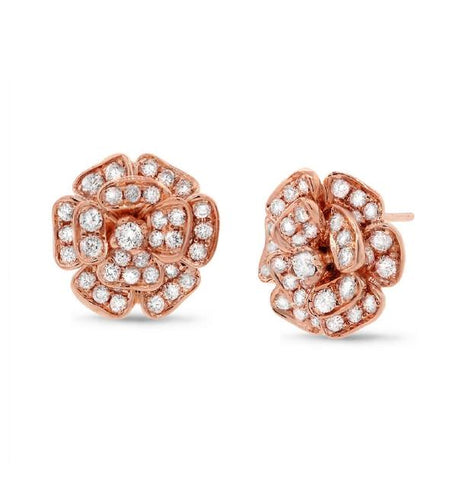 1.62 Ctw 14k Rose Gold Diamond Flower Earring