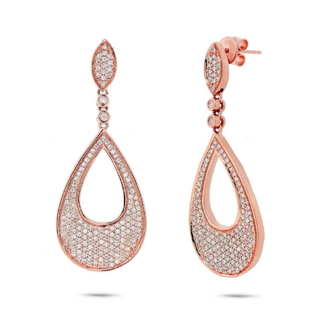 0.88 Ctw 14k Rose Gold Diamond Pave Earring