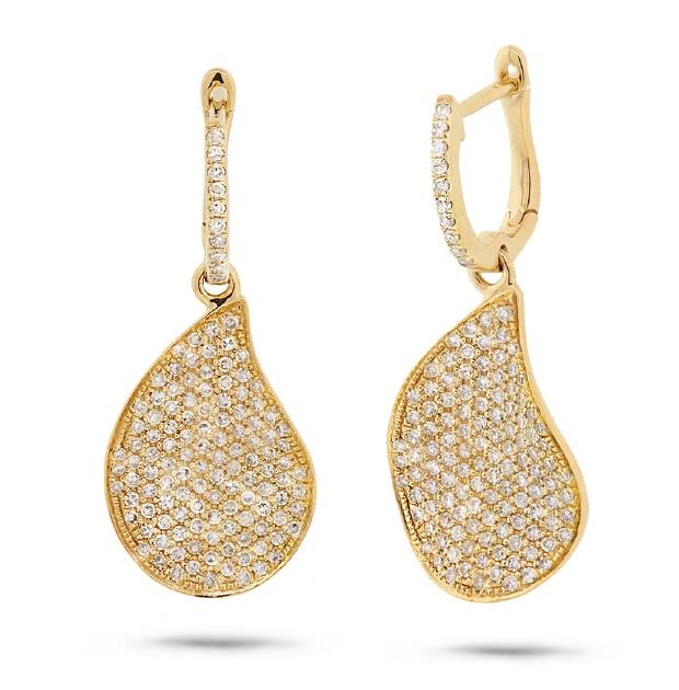 0.83 Ctw 14k Yellow Gold Diamond Pave Earring