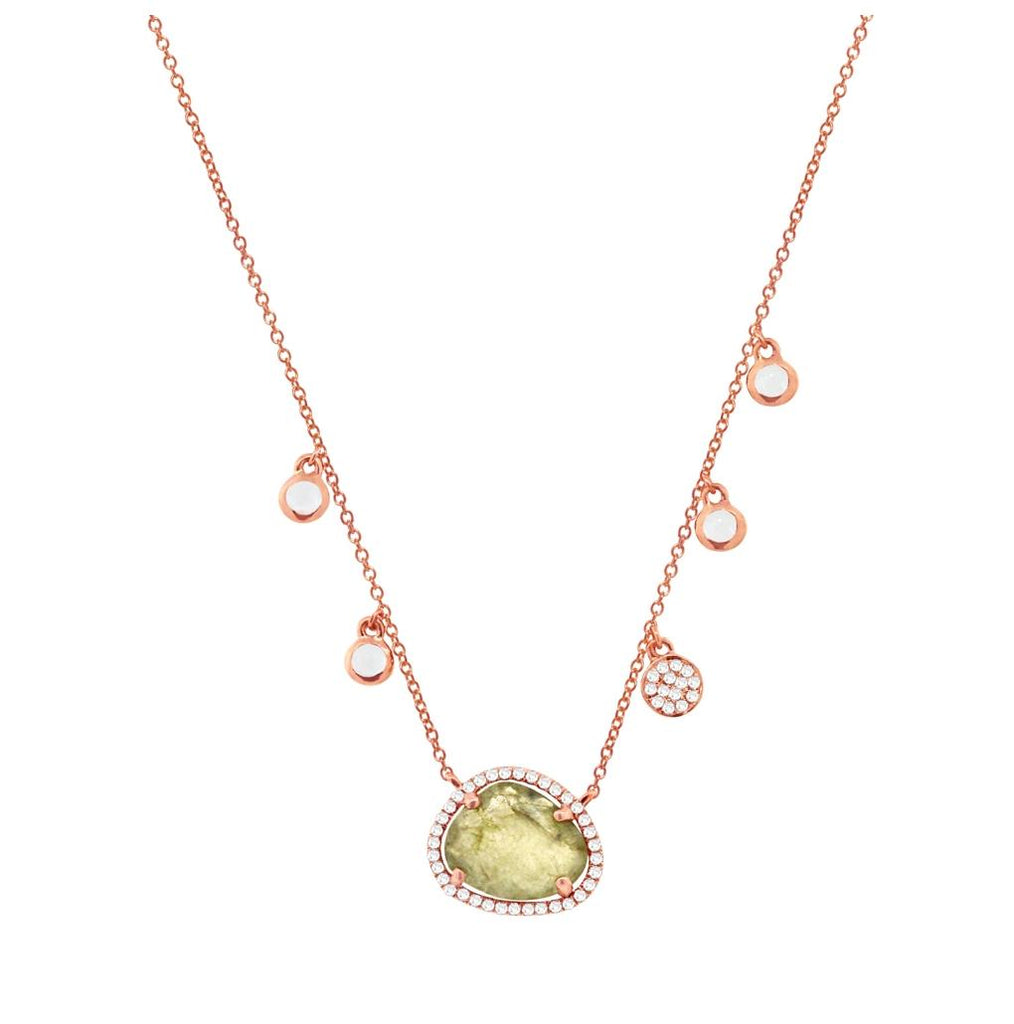 0.13 Ctw Diamond And 1.94 Ctw Spe Ctwrolite 14k Rose Gold Necklace