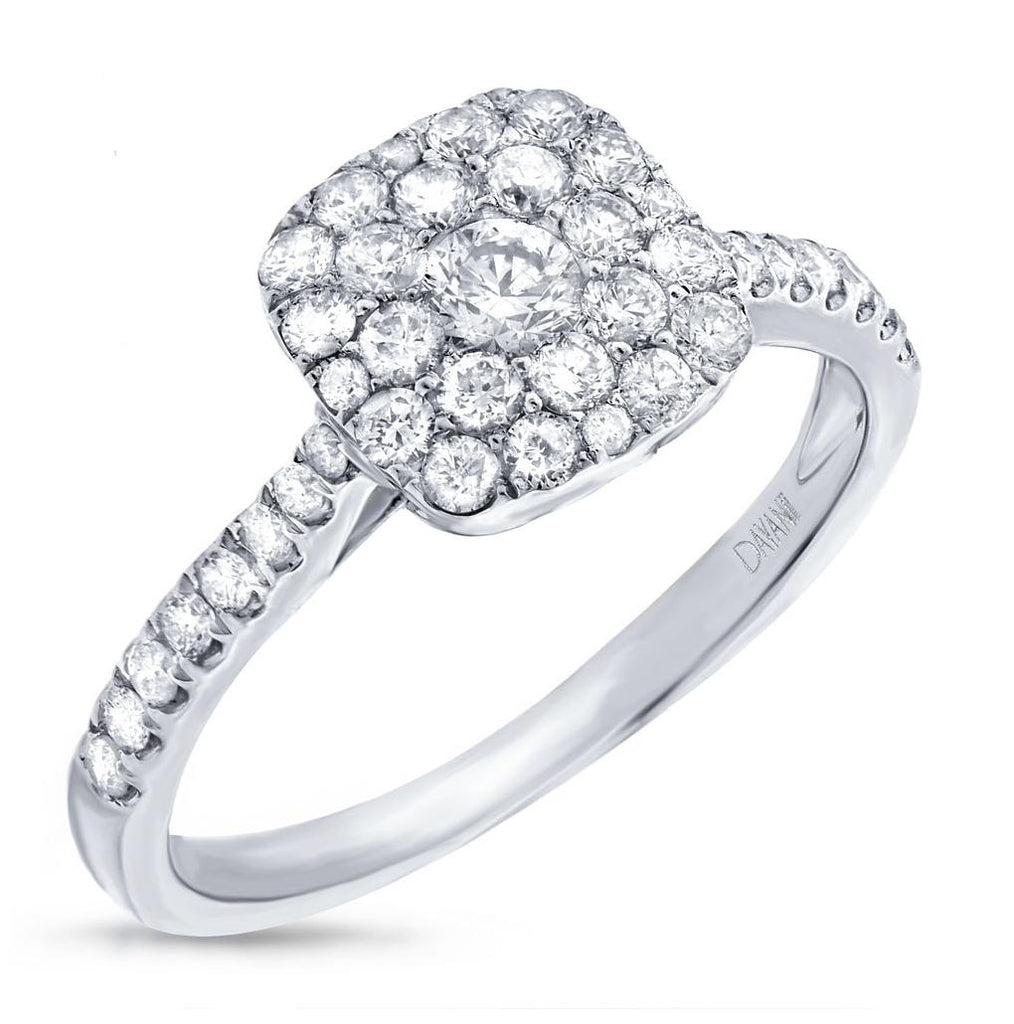 0.68 Ctw 14k White Gold Diamond Cluster Womens Ring