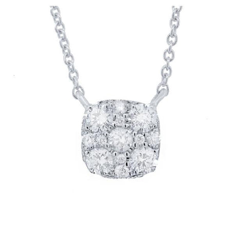 0.30 Ctw 14k White Gold Diamond Cluster Necklace