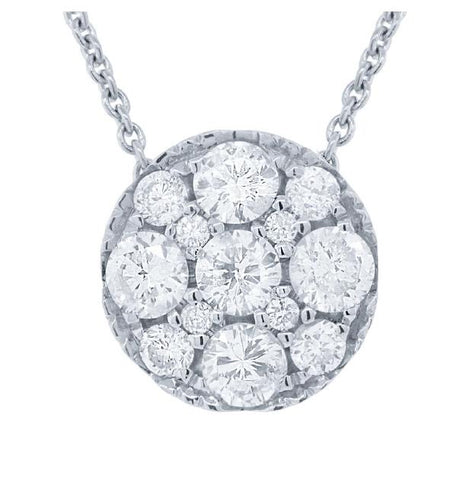 0.55 Ctw 14k White Gold Diamond Cluster Necklace