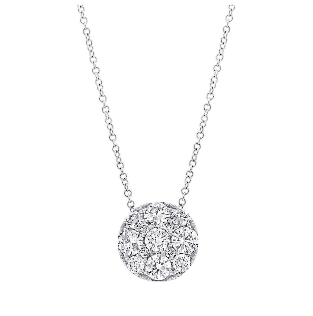 1.15 Ctw 14k White Gold Diamond Cluster Necklace