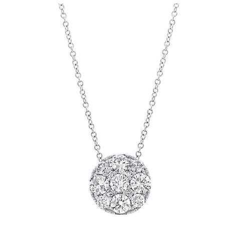 1.15 Ctw 14k White Gold Diamond Cluster Necklace