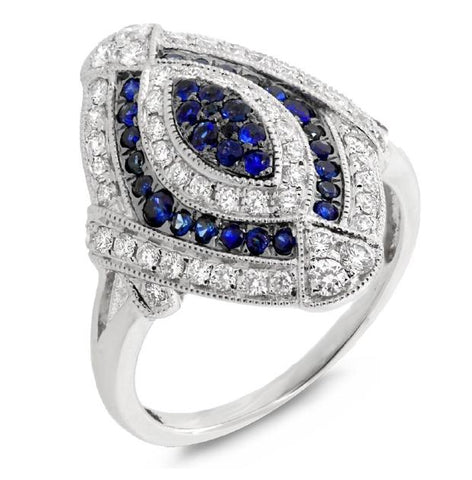 0.59 Ctw Diamond And 0.41 Ctw Blue Sapphire 14k White Gold Ring