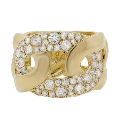 1.10 Ctw 14k Yellow Gold Diamond Link Ring