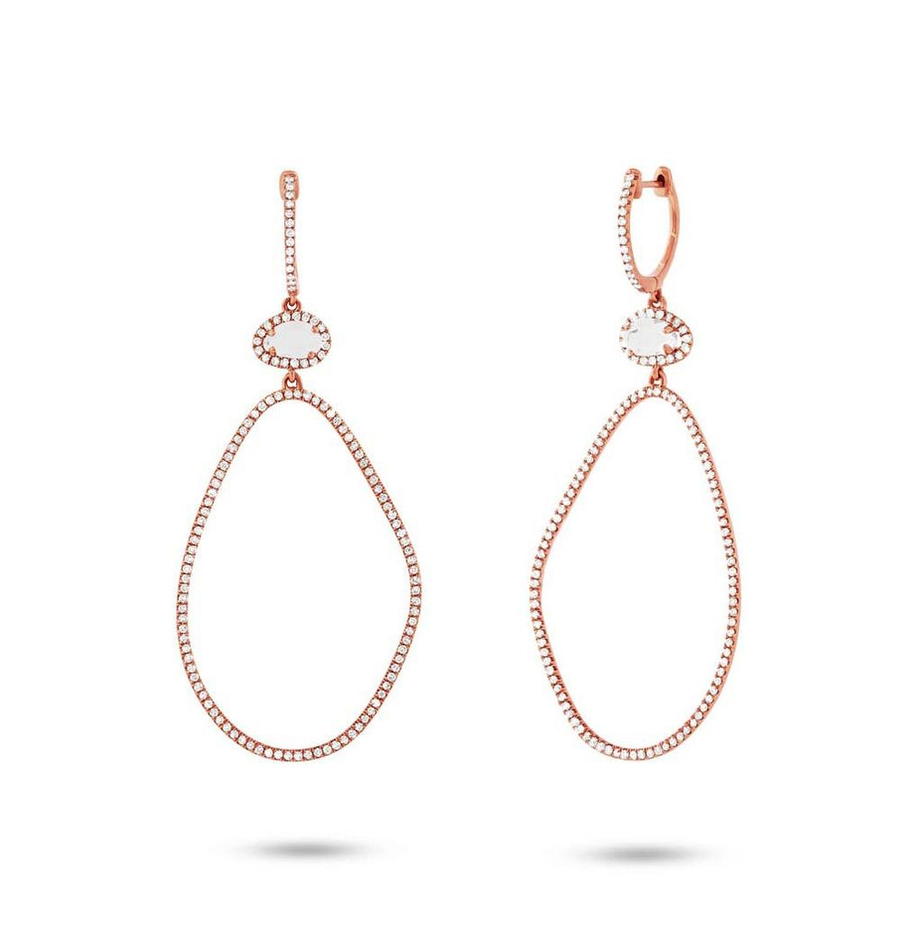 0.92 Ctw Diamond And 0.69 Ctw White Topaz 14k Rose Gold Earring