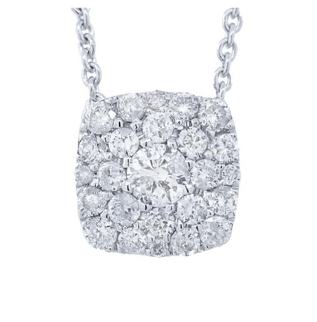 0.30 Ctw 14k White Gold Diamond Cluster Necklace