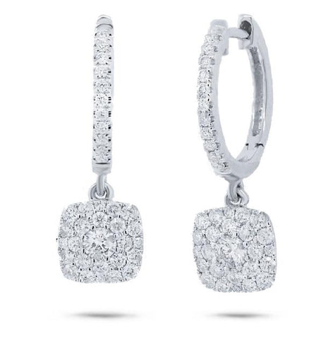 0.70 Ctw 14k White Gold Diamond Cluster Earring