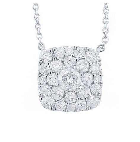 0.55 Ctw 14k White Gold Diamond Cluster Necklace