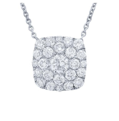 1.10 Ctw 14k White Gold Diamond Cluster Necklace