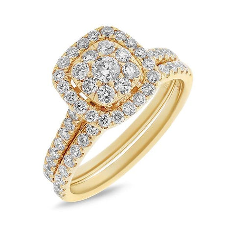 1.10 Ctw 14k Yellow Gold Diamond Wedding Set