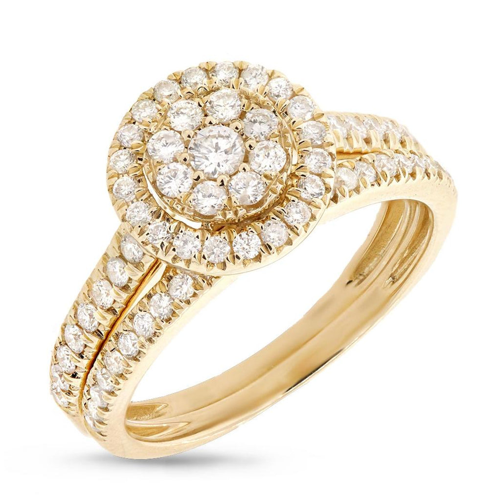 0.76 Ctw 14k Yellow Gold Diamond Wedding Set Pave