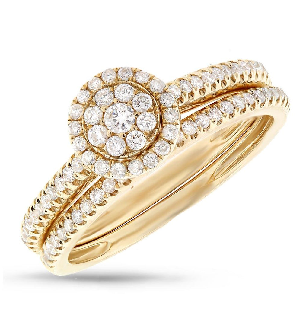 0.44 Ctw 14k Yellow Gold Diamond Wedding Set Pave