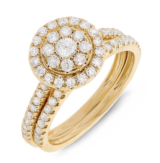 0.90 Ctw 14k Yellow Gold Diamond Wedding Set Pave