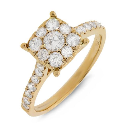 0.87 Ctw 14k Yellow Gold Round Brilliant Diamond Womens Ring