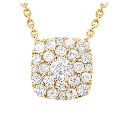 0.30 Ctw 14k Yellow Gold Diamond Cluster Necklace