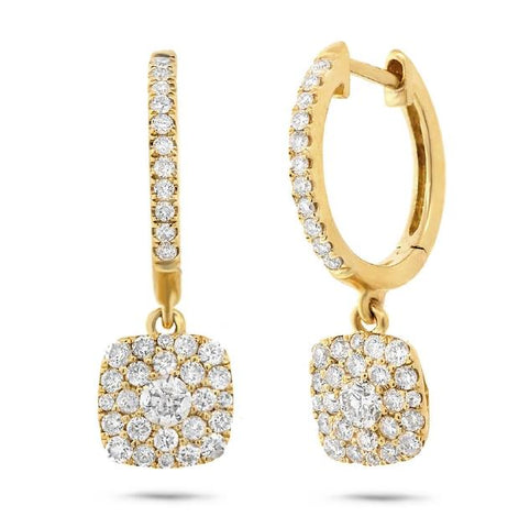 0.70 Ctw 14k Yellow Gold Diamond Cluster Earring