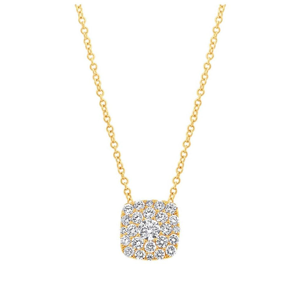 0.55 Ctw 14k Yellow Gold Diamond Cluster Necklace