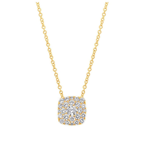 0.55 Ctw 14k Yellow Gold Diamond Cluster Necklace