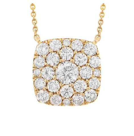 1.10 Ctw 14k Yellow Gold Diamond Cluster Necklace