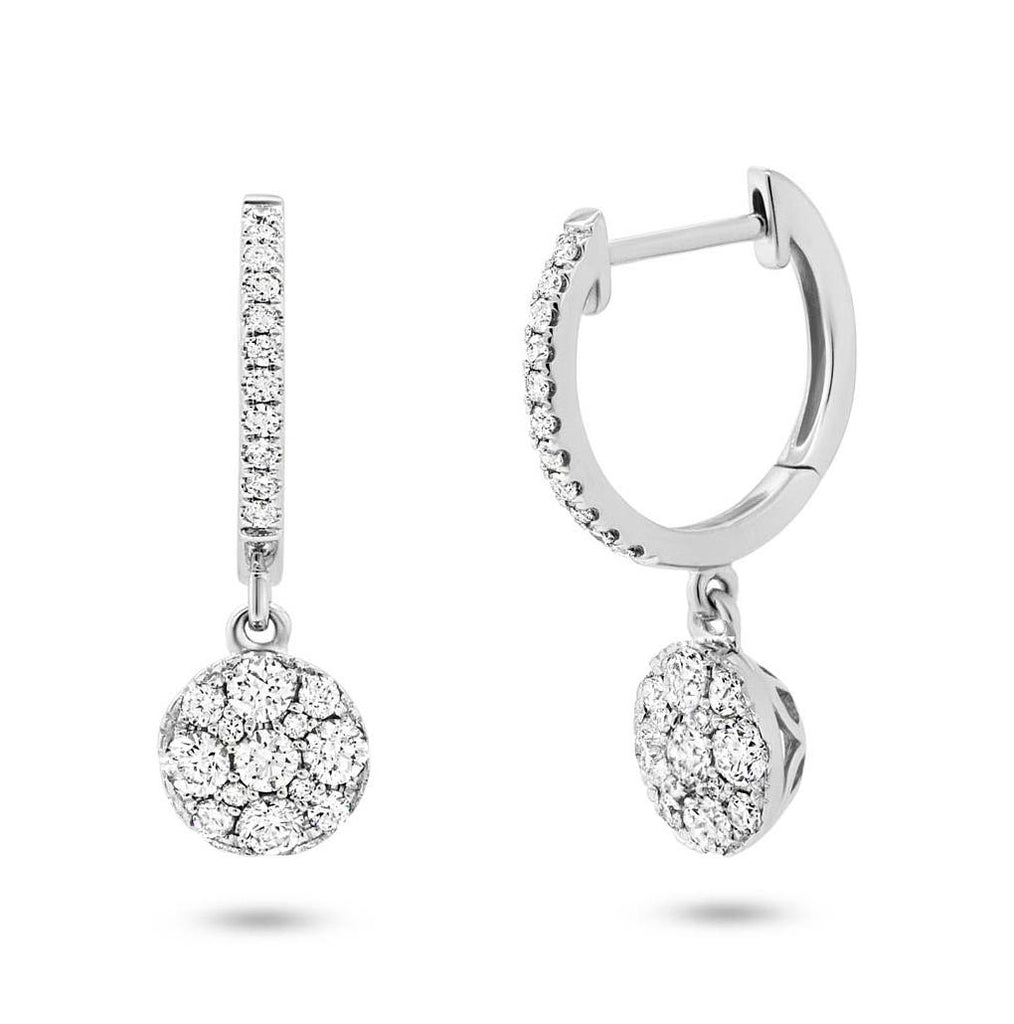 0.65 Ctw 14k White Gold Diamond Cluster Earring