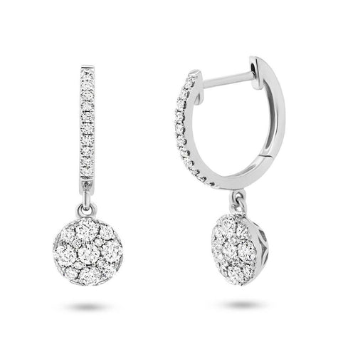 0.65 Ctw 14k White Gold Diamond Cluster Earring