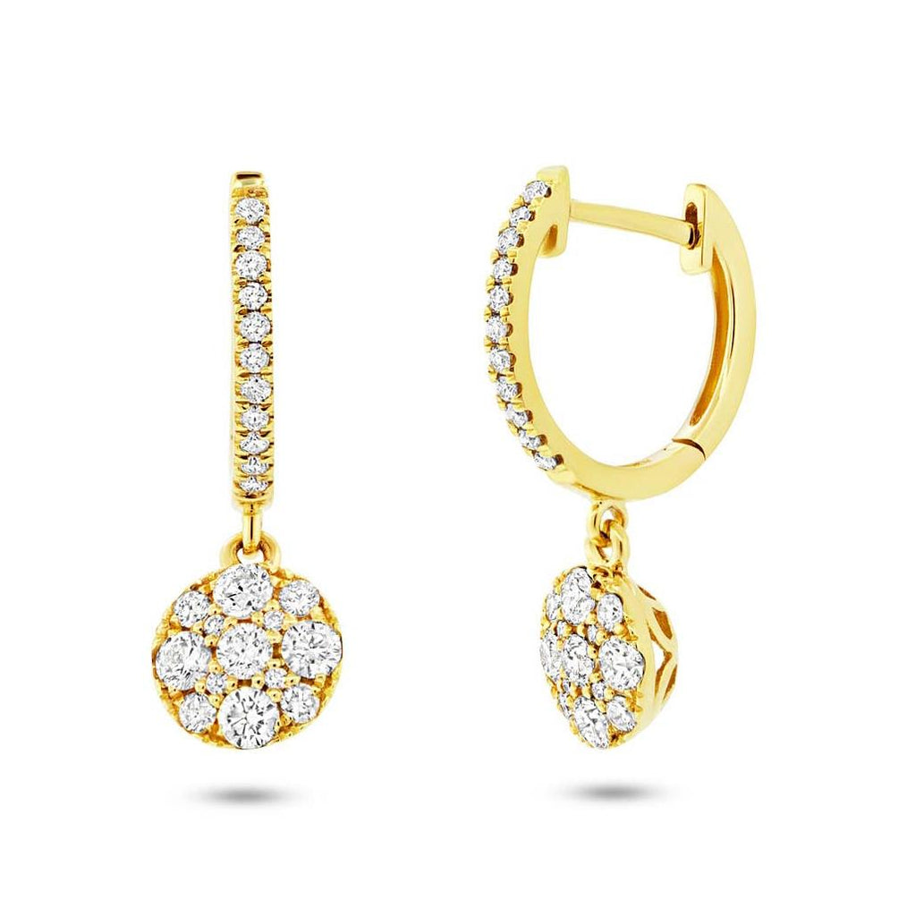 0.65 Ctw 14k Yellow Gold Diamond Cluster Earring