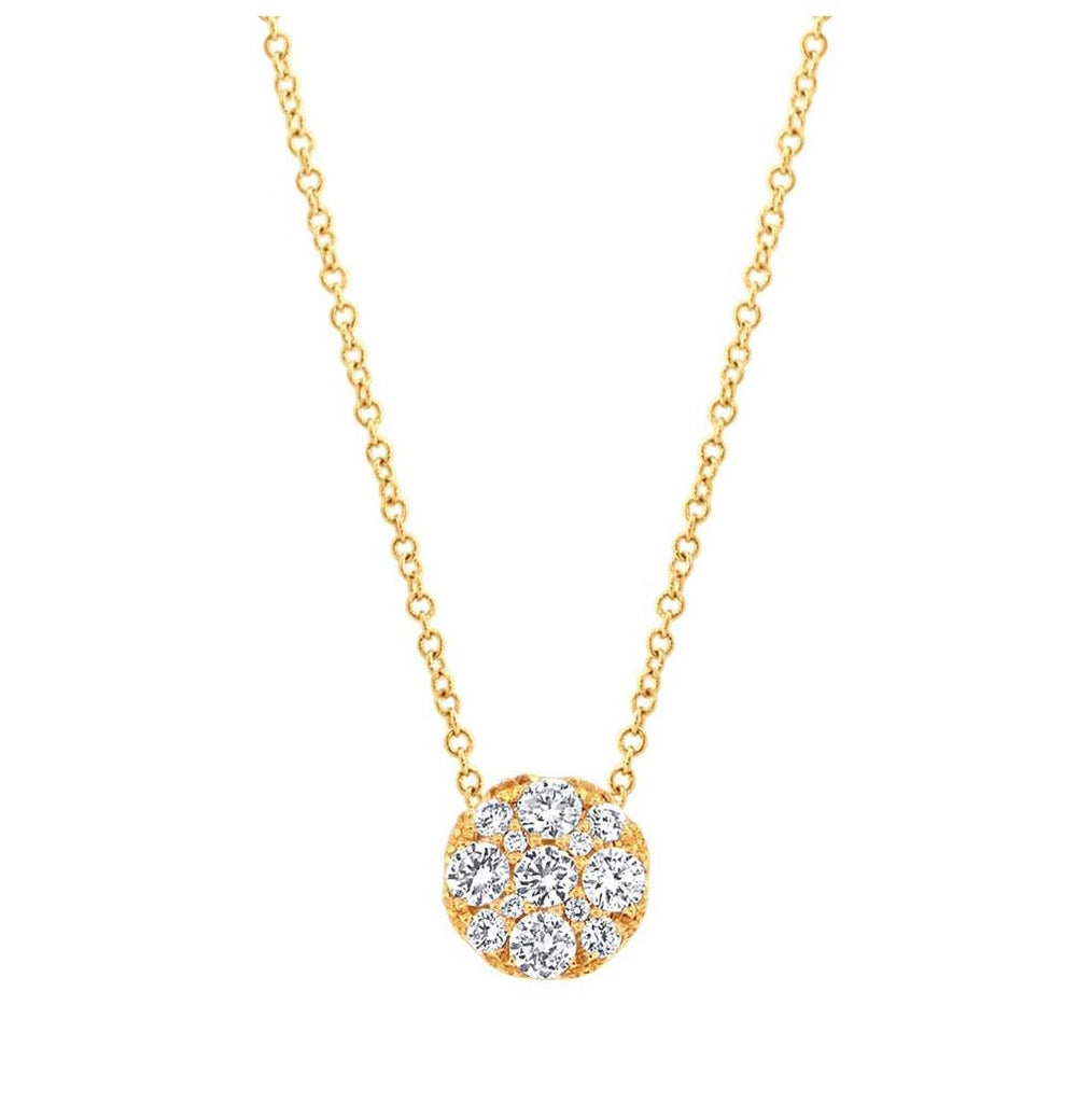 0.55 Ctw 14k Yellow Gold Diamond Cluster Necklace