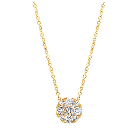 0.55 Ctw 14k Yellow Gold Diamond Cluster Necklace