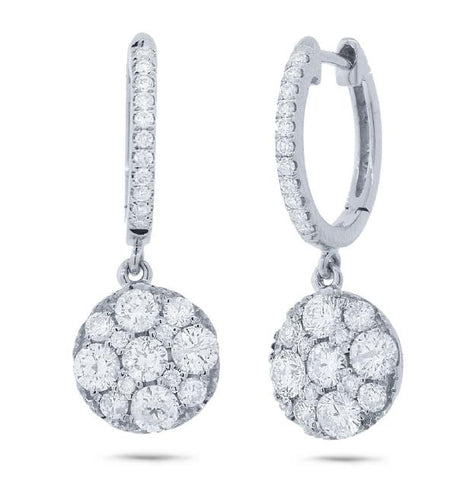 1.30 Ctw 14k White Gold Diamond Cluster Earring